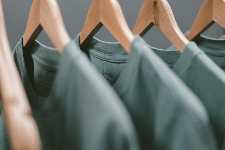 Knitwear — t-shirts, polos and hoodies on a rack
